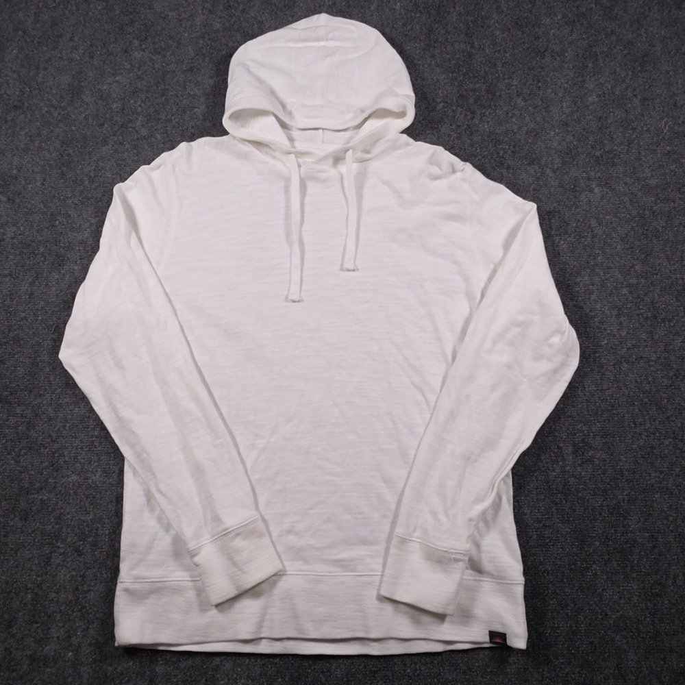 Faherty Sunwashed Slub Hoodie Mens L White Lightweight Pullover Organic Cotton